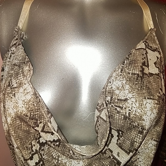Python snakeskin backless dress snake top brown handmade tan beige small ooak - Picture 3 of 9